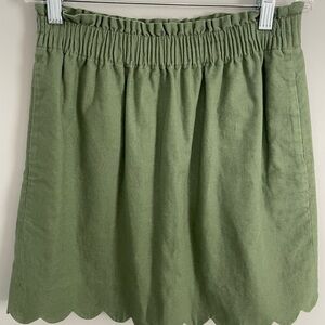 JCrew Factory Scalloped Hem Mini Skirt - Green